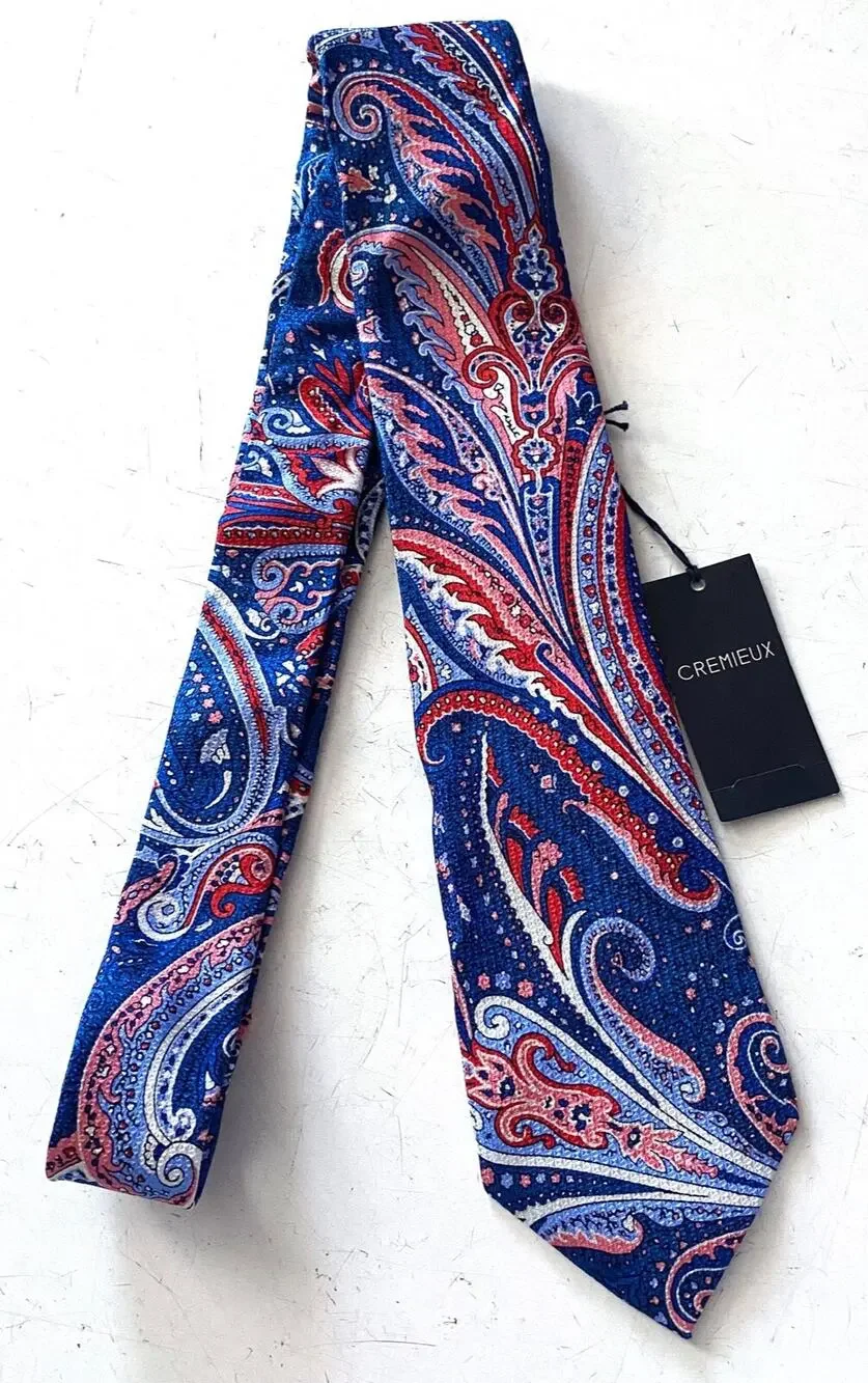 Daniel Cremieux Neck Tie Nwt Blue Multi Silk Made in Italy